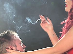 ginger-haired cockslut predominates a fellow while smoking